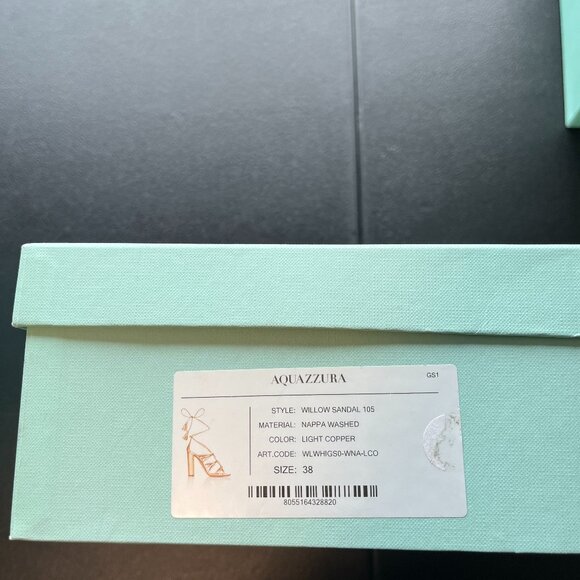 NWT Aquazzura Willow Sandals 105 In Light Copper Cage Style Lace Up High Heels - Picture 2 of 13